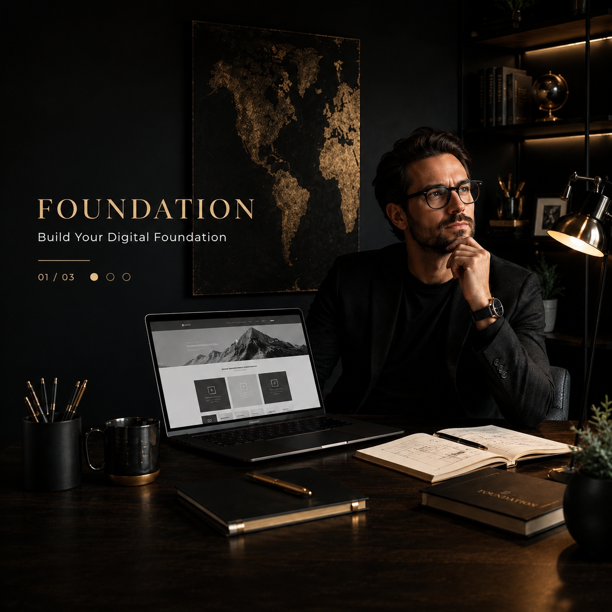 Professional entrepreneur building a strong digital business foundation