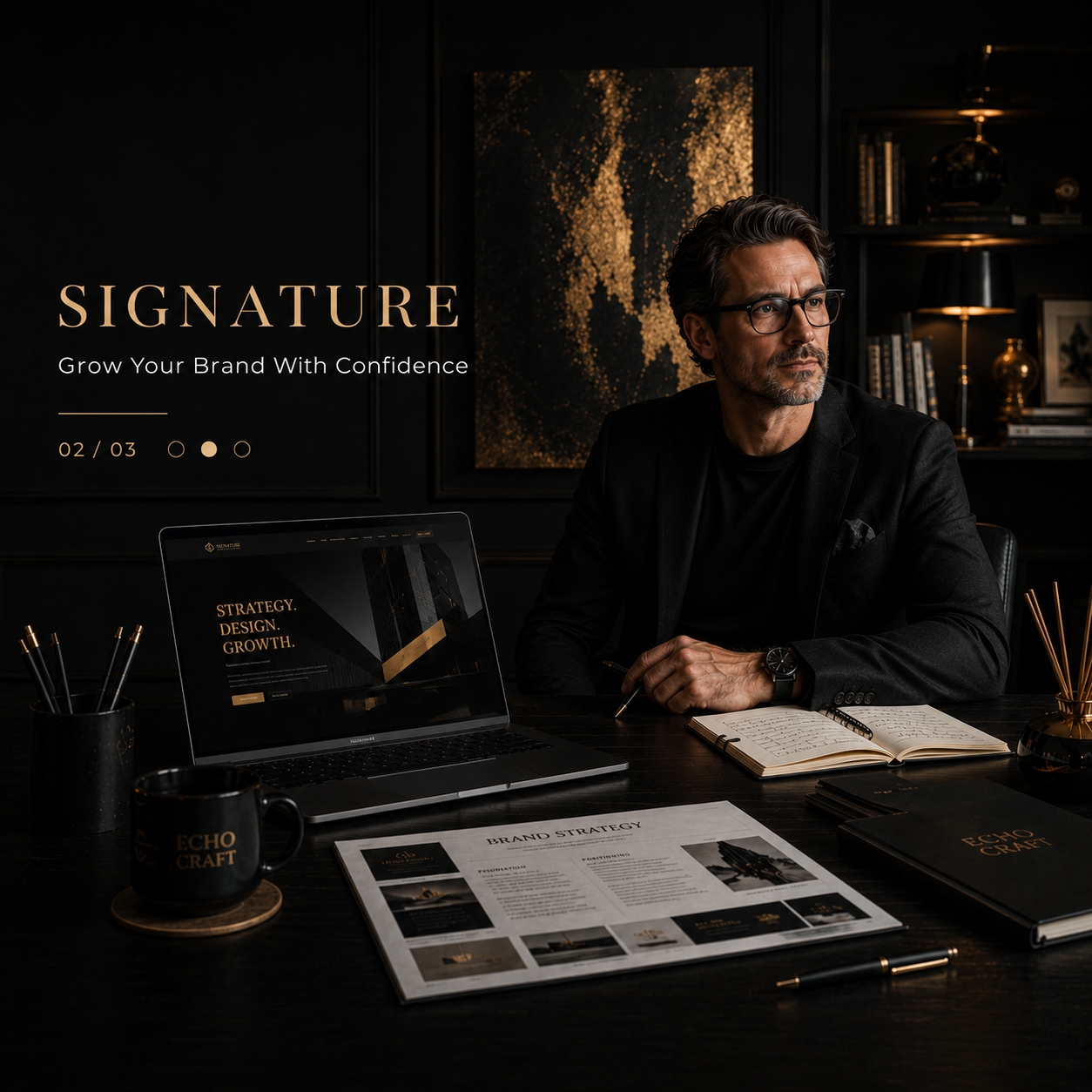 Established business owner leading a confident premium brand